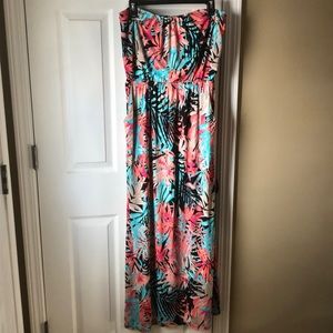 Floral maxi strapless dress